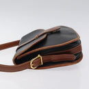 CELINE Shoulder Bag Leather Black Gold Auth BA1619-4