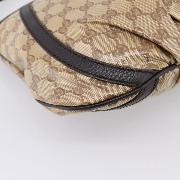 GUCCI GG Crystal Shoulder Bag Coated Canvas Outlet Beige 265691 Auth BA16190