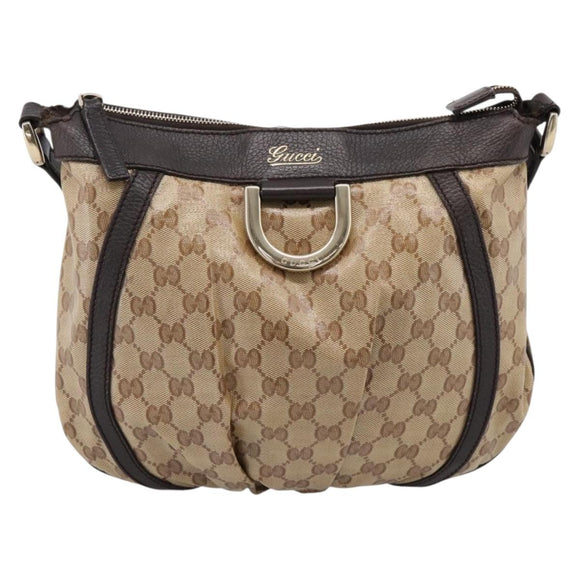 GUCCI GG Crystal Shoulder Bag Coated Canvas Outlet Beige 265691 Auth BA16190