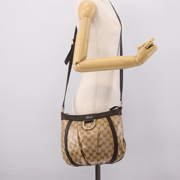 GUCCI GG Crystal Shoulder Bag Coated Canvas Outlet Beige 265691 Auth BA16190