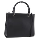 GUCCI Bamboo Hand Bag Leather 2way Black Silver 002 1016 Auth BA16192-1