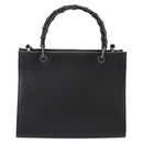 GUCCI Bamboo Hand Bag Leather 2way Black Silver 002 1016 Auth BA16192-13