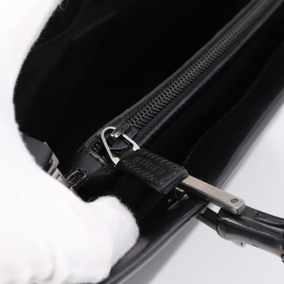 GUCCI Bamboo Hand Bag Leather 2way Black Silver 002 1016 Auth BA16192