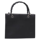 GUCCI Bamboo Hand Bag Leather 2way Black Silver 002 1016 Auth BA16192-2