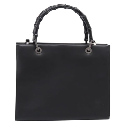 GUCCI Bamboo Hand Bag Leather 2way Black Silver 002 1016 Auth BA16192 - 0
