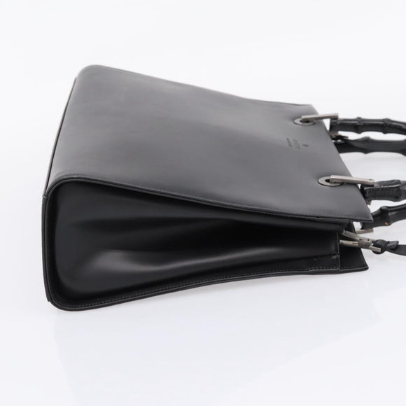 GUCCI Bamboo Hand Bag Leather 2way Black Silver 002 1016 Auth BA16192