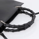 GUCCI Bamboo Hand Bag Leather 2way Black Silver 002 1016 Auth BA16192-7