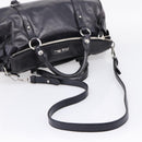 Miu Miu Vitter Lux Hand Bag Leather 2way Purple Silver Auth BA16195V-8