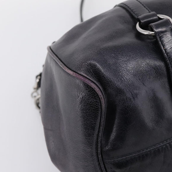 Miu Miu Vitter Lux Hand Bag Leather 2way Purple Silver Auth BA16195V