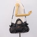 Miu Miu Vitter Lux Hand Bag Leather 2way Purple Silver Auth BA16195V-25
