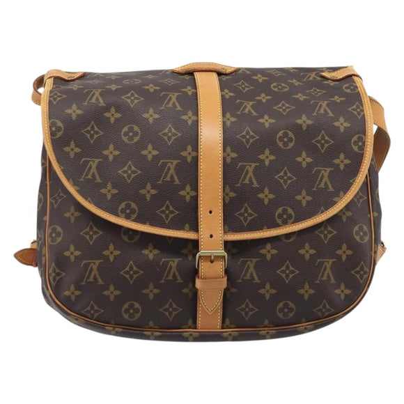 LOUIS VUITTON Monogram Saumur 35 Shoulder Bag M42254 LV Auth BA16197