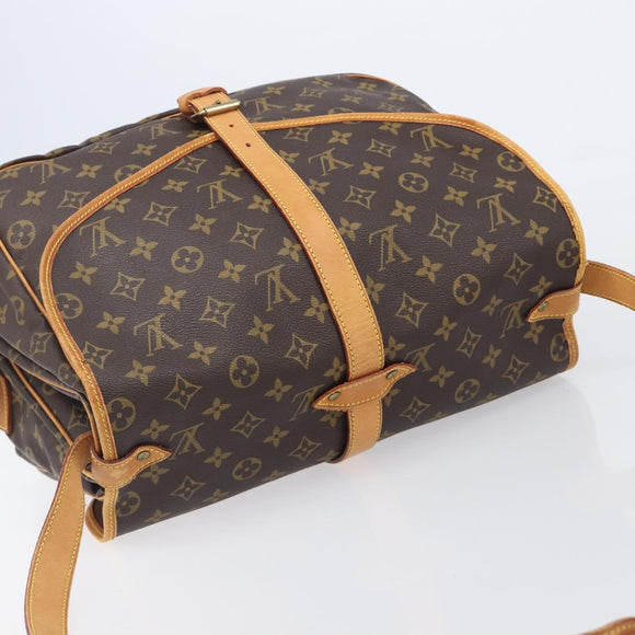 LOUIS VUITTON Monogram Saumur 35 Shoulder Bag M42254 LV Auth BA16197