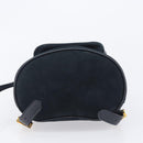 Salvatore Ferragamo Vala Backpack Suede Navy Gold Tone Auth BA16198-5