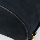 Salvatore Ferragamo Vala Backpack Suede Navy Gold Tone Auth BA16198-16