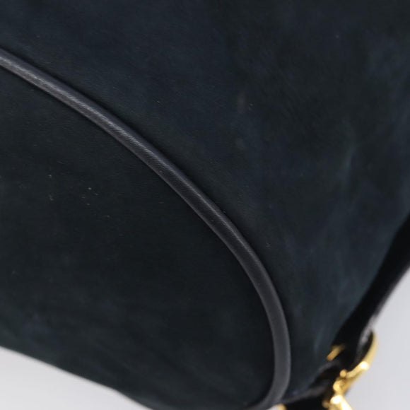 Salvatore Ferragamo Vala Backpack Suede Navy Gold Tone Auth BA16198