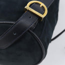 Salvatore Ferragamo Vala Backpack Suede Navy Gold Tone Auth BA16198-18