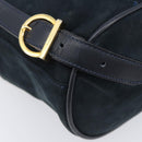 Salvatore Ferragamo Vala Backpack Suede Navy Gold Tone Auth BA16198-19