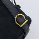 Salvatore Ferragamo Vala Backpack Suede Navy Gold Tone Auth BA16198-9