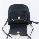Salvatore Ferragamo Vala Backpack Suede Navy Gold Tone Auth BA16198-22