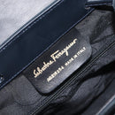 Salvatore Ferragamo Vala Backpack Suede Navy Gold Tone Auth BA16198-12