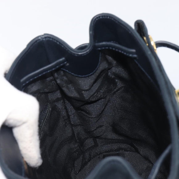 Salvatore Ferragamo Vala Backpack Suede Navy Gold Tone Auth BA16198