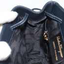 Salvatore Ferragamo Vala Backpack Suede Navy Gold Tone Auth BA16198-24