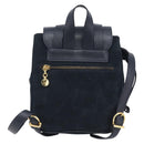 Salvatore Ferragamo Vala Backpack Suede Navy Gold Tone Auth BA16198-2
