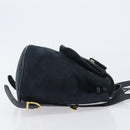Salvatore Ferragamo Vala Backpack Suede Navy Gold Tone Auth BA16198-3