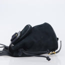 Salvatore Ferragamo Vala Backpack Suede Navy Gold Tone Auth BA16198-4