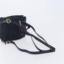 Salvatore Ferragamo Vala Backpack Suede Navy Gold Tone Auth BA16198-8