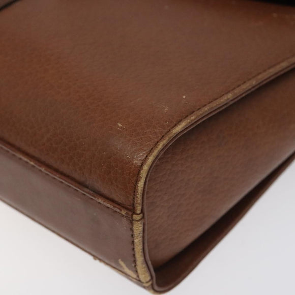 Burberrys Shoulder Bag Leather Brown Gold Auth BA1620