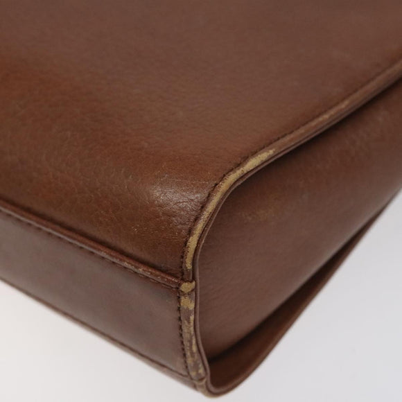 Burberrys Shoulder Bag Leather Brown Gold Auth BA1620