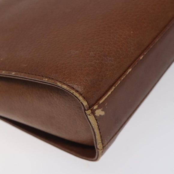 Burberrys Shoulder Bag Leather Brown Gold Auth BA1620