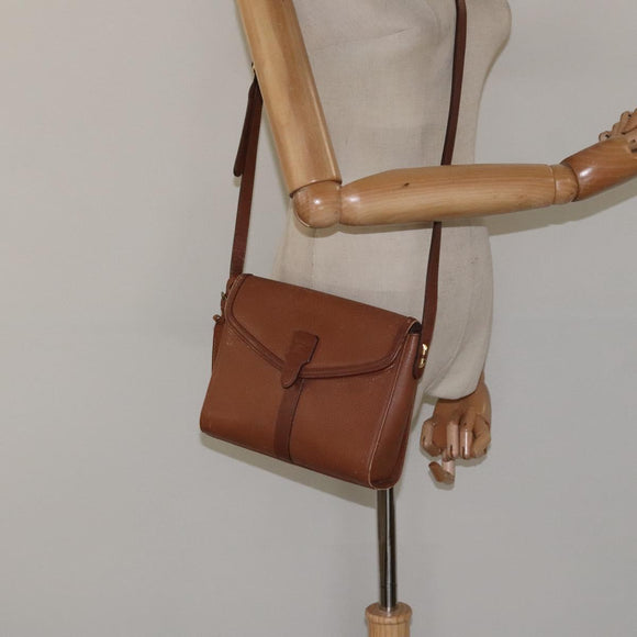 Burberrys Shoulder Bag Leather Brown Gold Auth BA1620