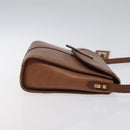 Burberrys Shoulder Bag Leather Brown Gold Auth BA1620-3
