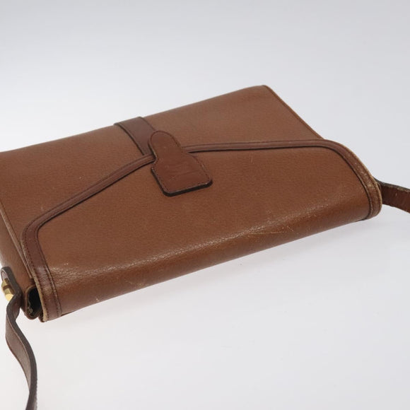 Burberrys Shoulder Bag Leather Brown Gold Auth BA1620