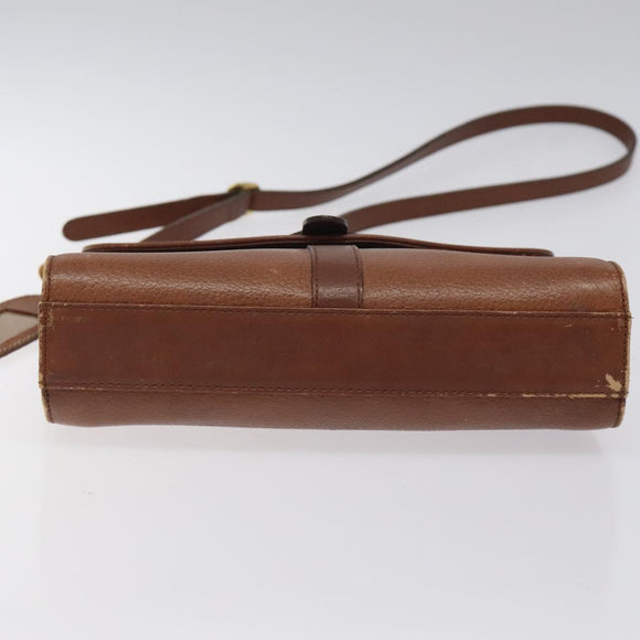 Burberrys Shoulder Bag Leather Brown Gold Auth BA1620