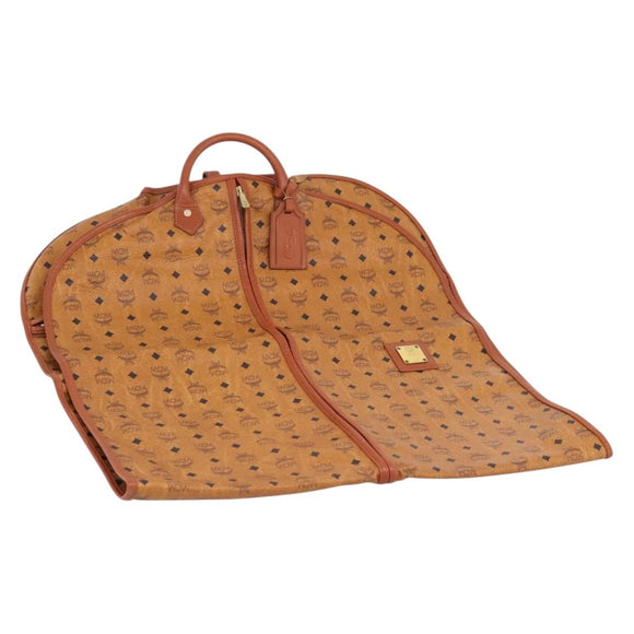 MCM Vicetos Garment Cover PVC Leather Brown Gold Tone Auth BA16200