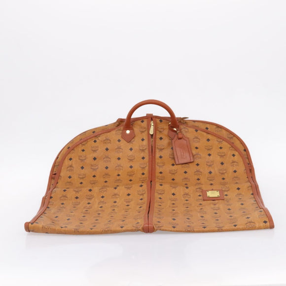 MCM Vicetos Garment Cover PVC Leather Brown Gold Tone Auth BA16200