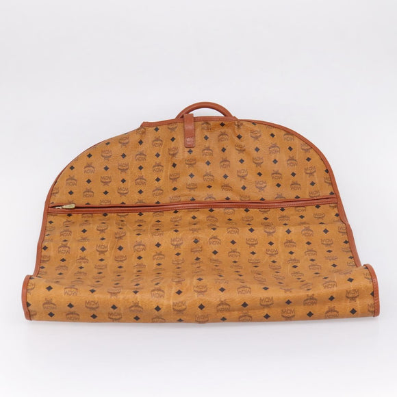 MCM Vicetos Garment Cover PVC Leather Brown Gold Tone Auth BA16200