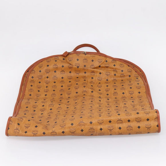 MCM Vicetos Garment Cover PVC Leather Brown Gold Tone Auth BA16200