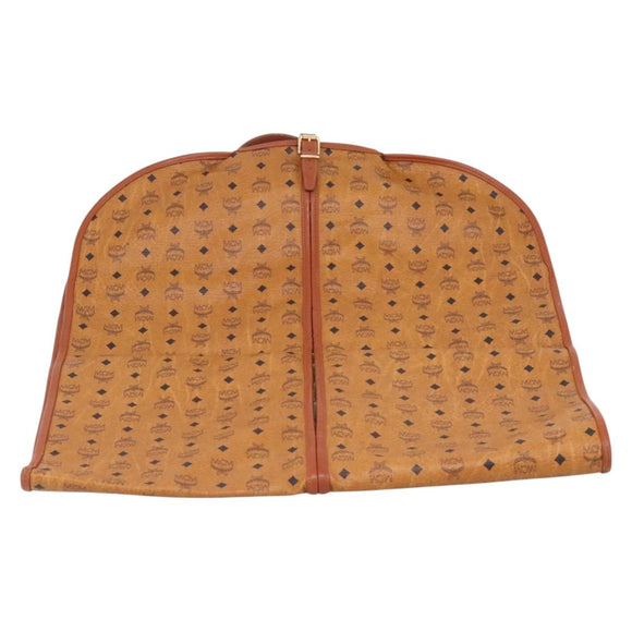 MCM Vicetos Garment Cover PVC Leather Brown Gold Tone Auth BA16200