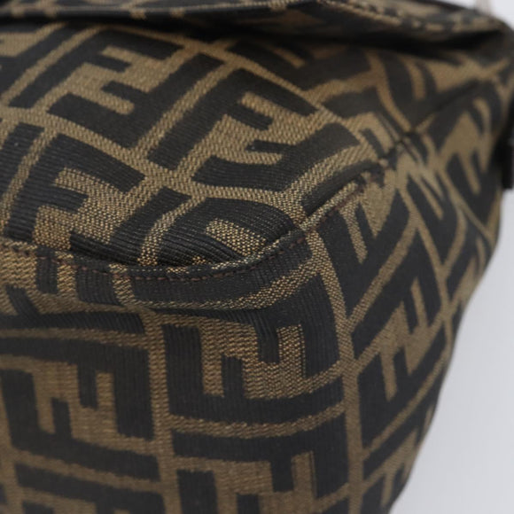FENDI Zucca Canvas Mamma Baguette Shoulder Bag Black Silver Auth BA16202V