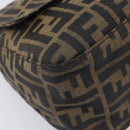FENDI Zucca Canvas Mamma Baguette Shoulder Bag Black Silver Auth BA16202V-14