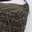 FENDI Zucca Canvas Mamma Baguette Shoulder Bag Black Silver Auth BA16202V-15