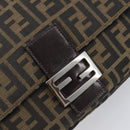 FENDI Zucca Canvas Mamma Baguette Shoulder Bag Black Silver Auth BA16202V-18