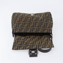 FENDI Zucca Canvas Mamma Baguette Shoulder Bag Black Silver Auth BA16202V-19