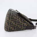 FENDI Zucca Canvas Mamma Baguette Shoulder Bag Black Silver Auth BA16202V-3