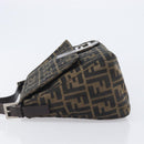 FENDI Zucca Canvas Mamma Baguette Shoulder Bag Black Silver Auth BA16202V-4