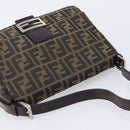FENDI Zucca Canvas Mamma Baguette Shoulder Bag Black Silver Auth BA16202V-6